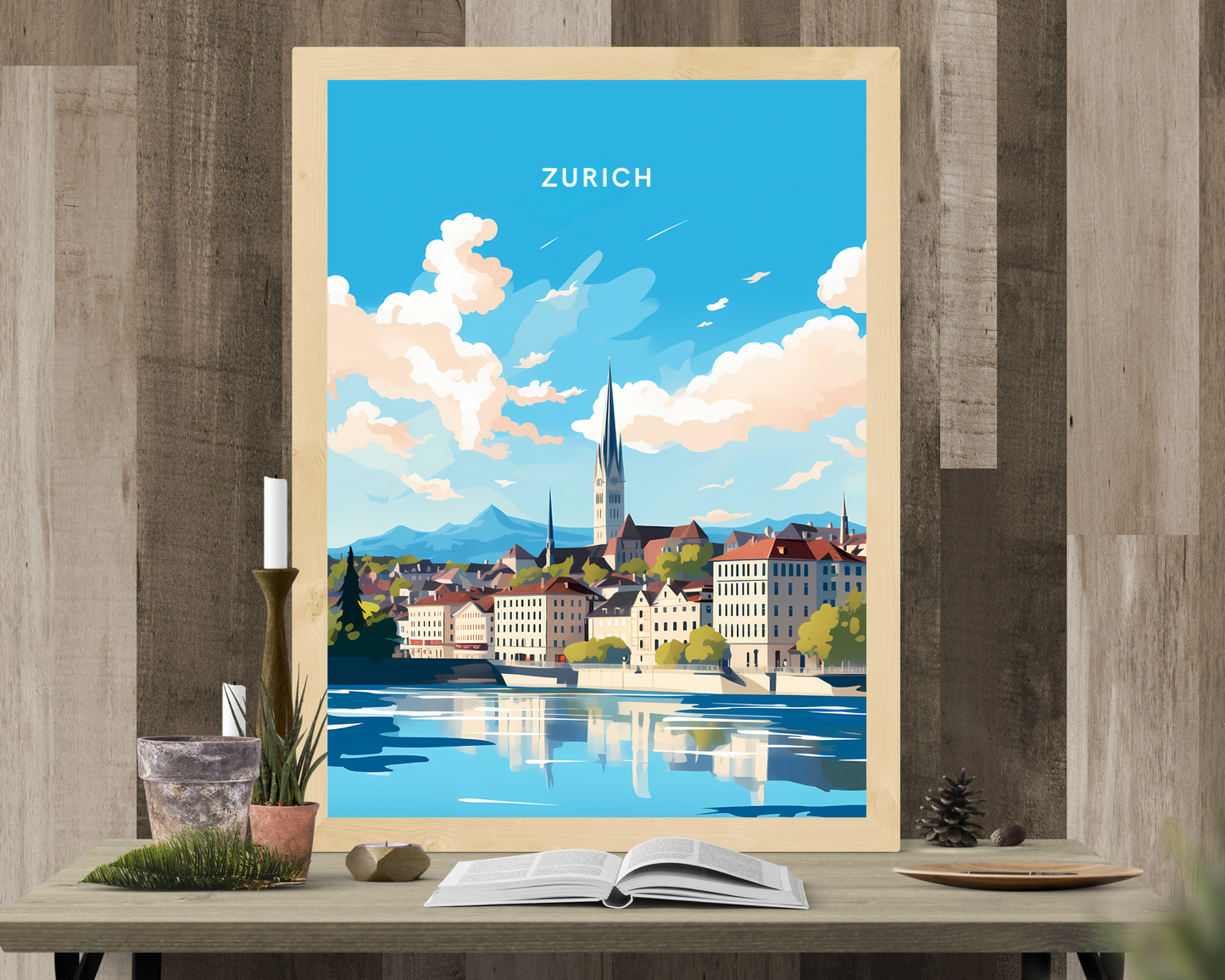 Zurich Switzerland Travel Poster Print - Pitchers Design