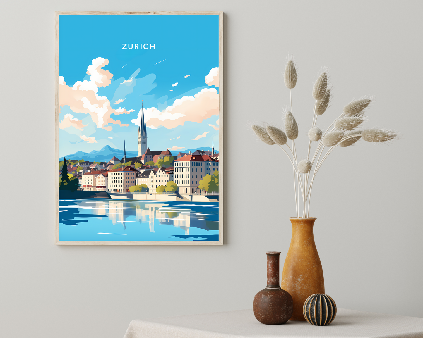 Zurich Switzerland Travel Poster Print - Pitchers Design