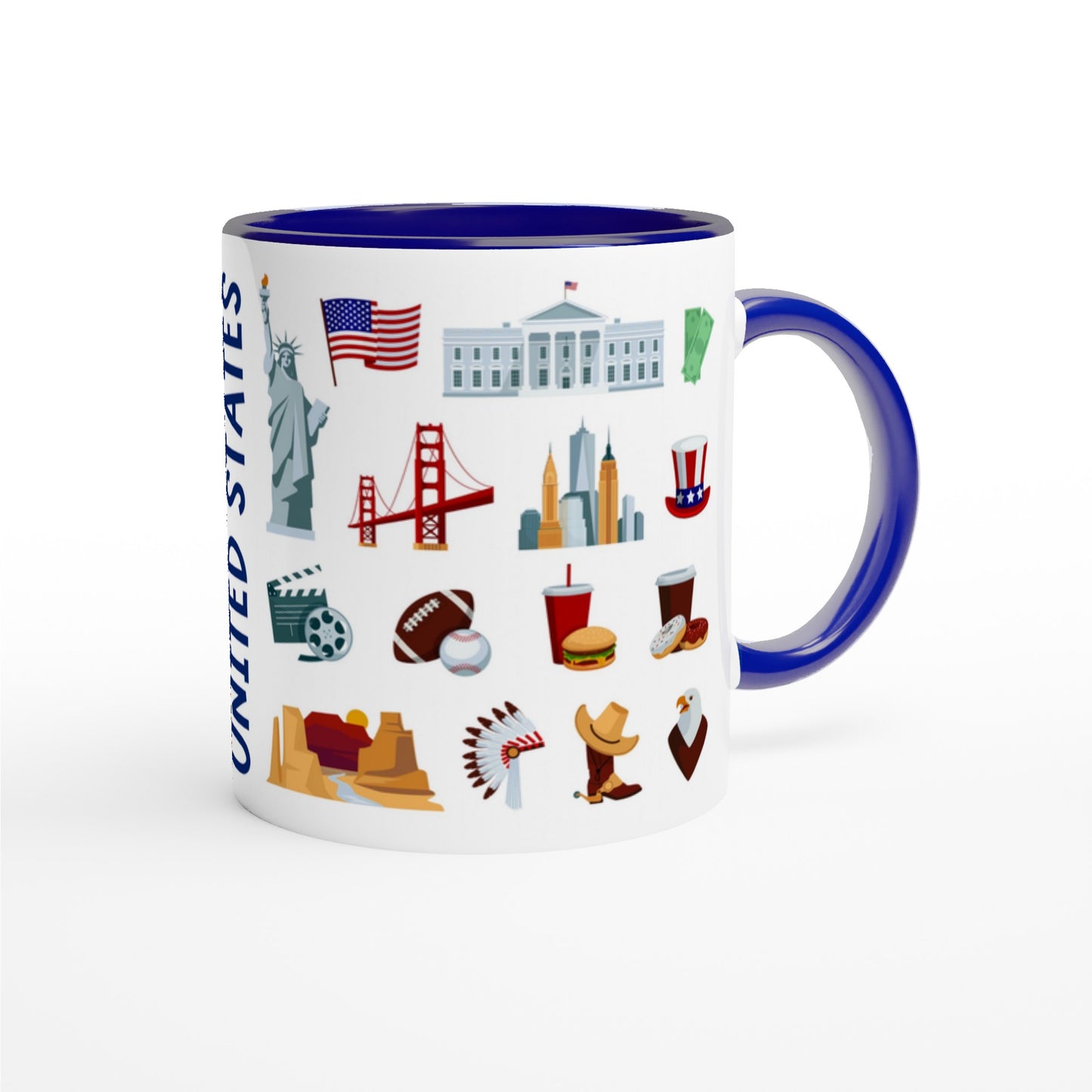 United States Two Tone Ceramic Travel Mug, Starbucks Inspired - Pitchers Design