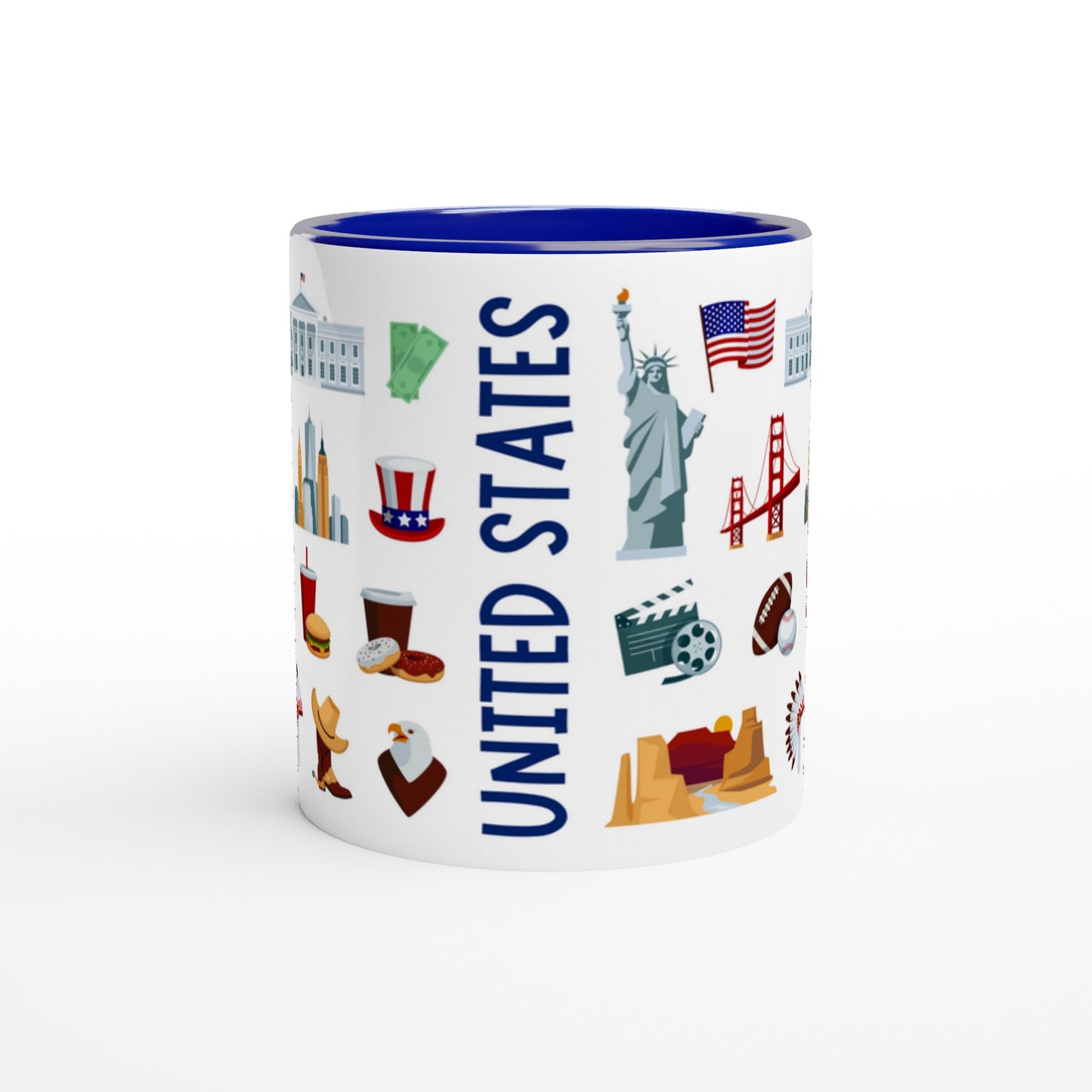 United States Two Tone Ceramic Travel Mug, Starbucks Inspired - Pitchers Design