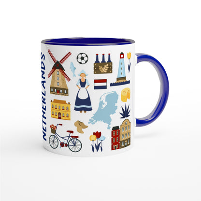 Netherlands Two Tone Ceramic Travel Mug, Starbucks Inspired - Pitchers Design