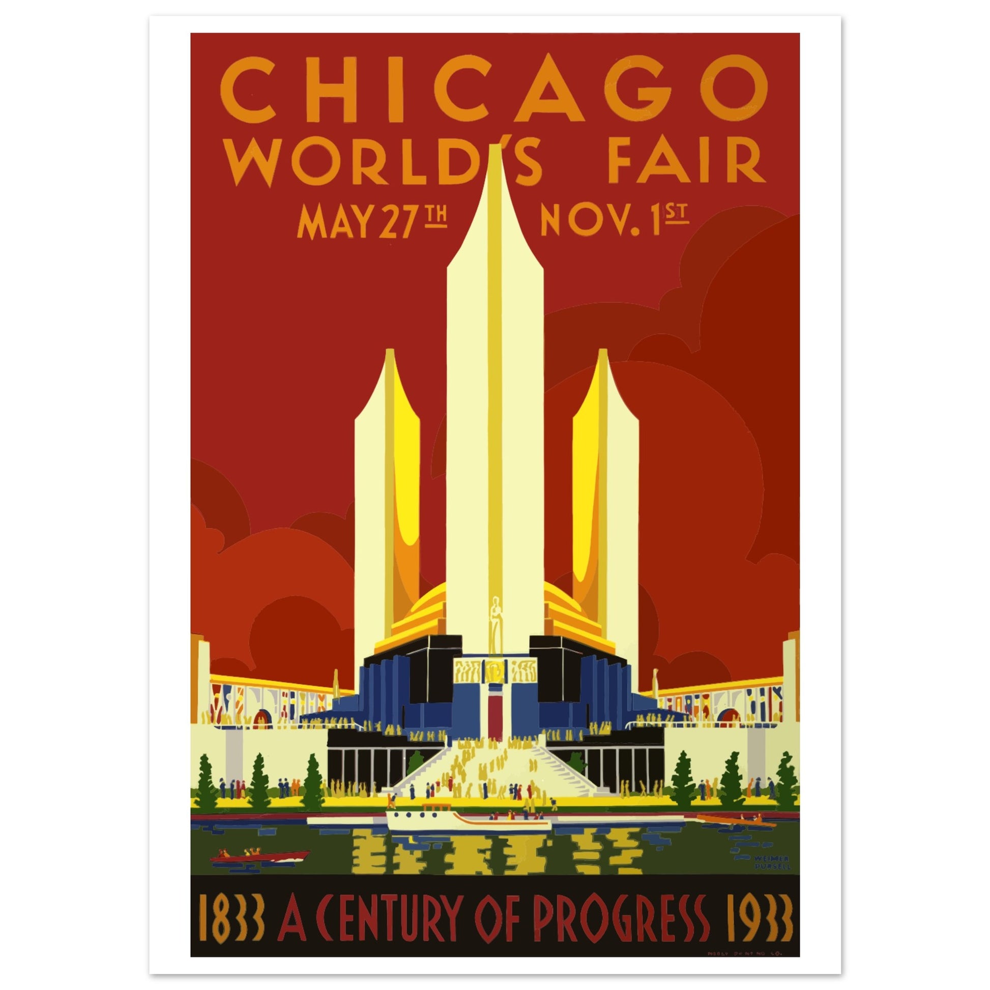 Chicago Worlds Fair 1934 Vintage Travel Poster - Pitchers Design