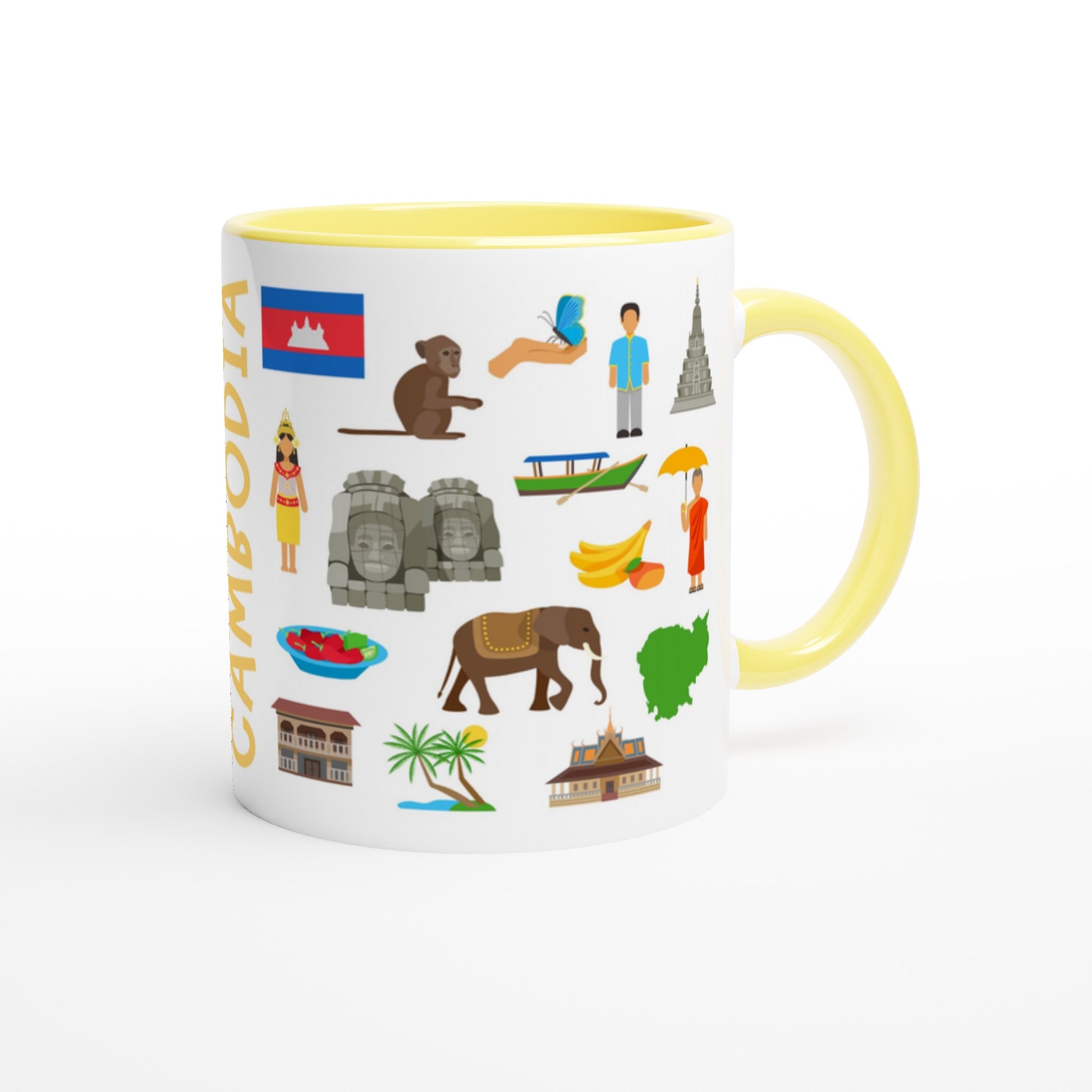 Cambodia Two Tone Ceramic Travel Mug, Starbucks Inspired - Pitchers Design