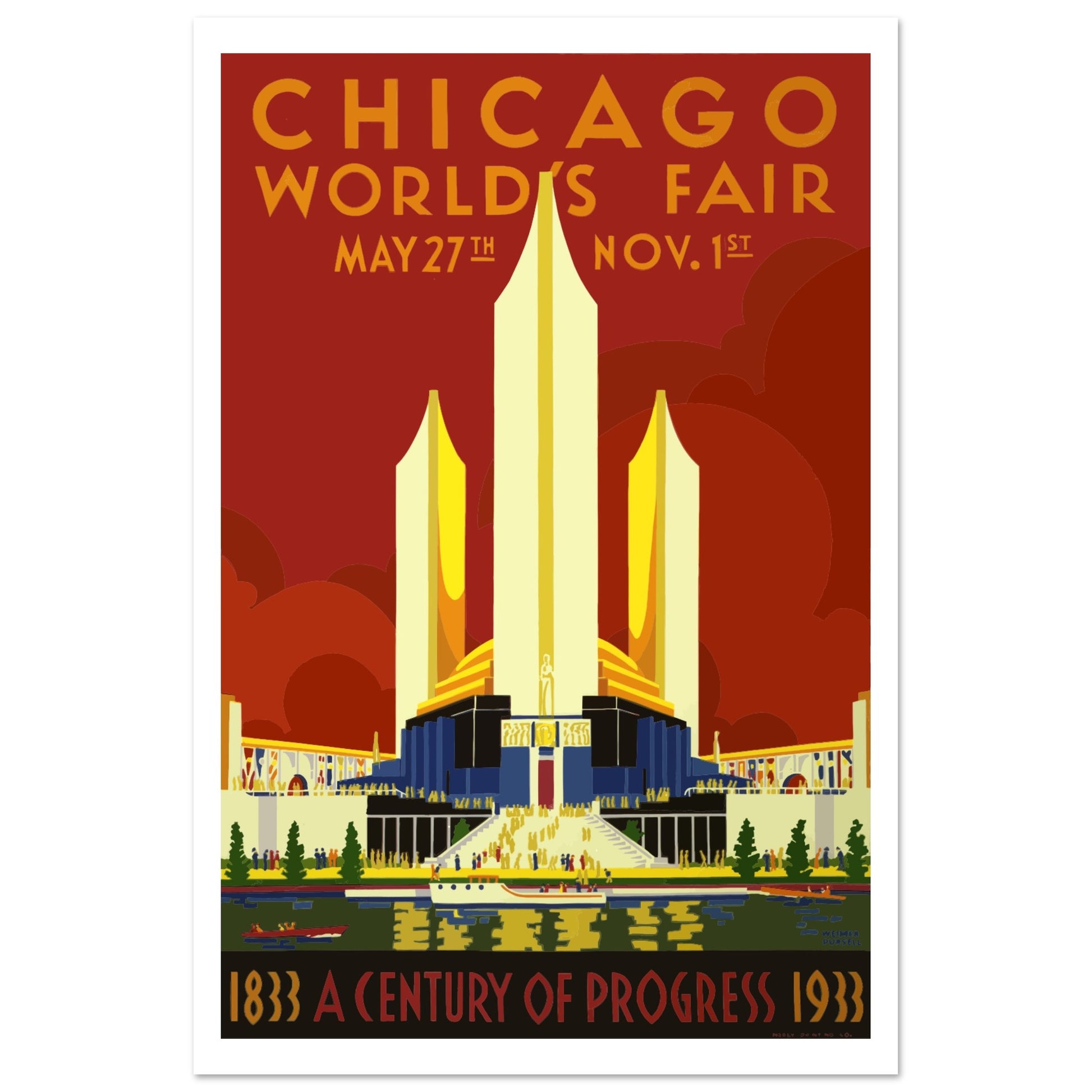 Chicago Worlds Fair 1934 Vintage Travel Poster - Pitchers Design