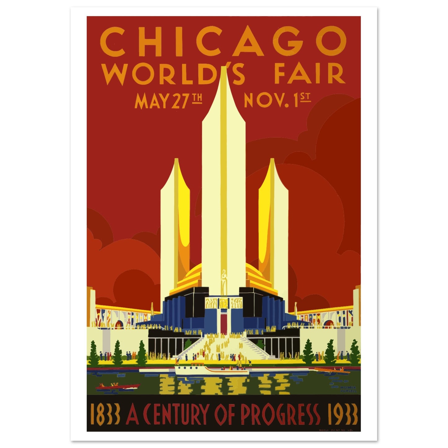 Chicago Worlds Fair 1934 Vintage Travel Poster - Pitchers Design