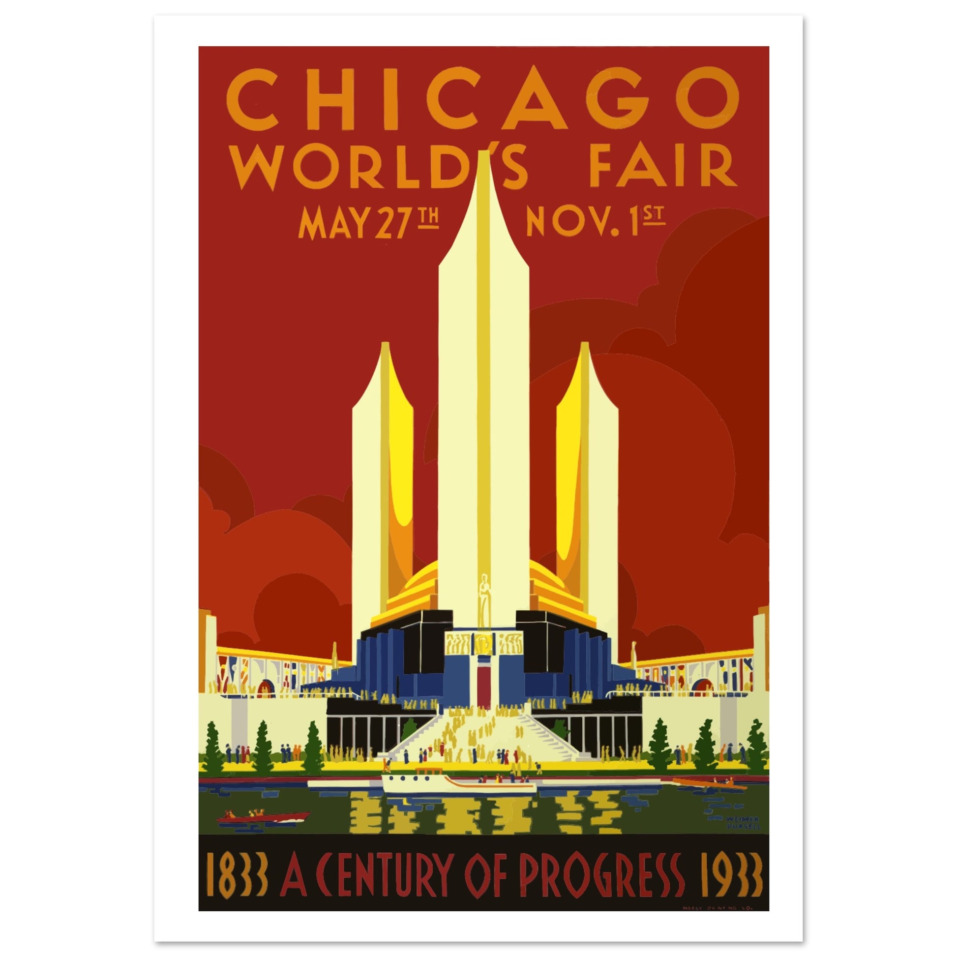 Chicago Worlds Fair 1934 Vintage Travel Poster - Pitchers Design